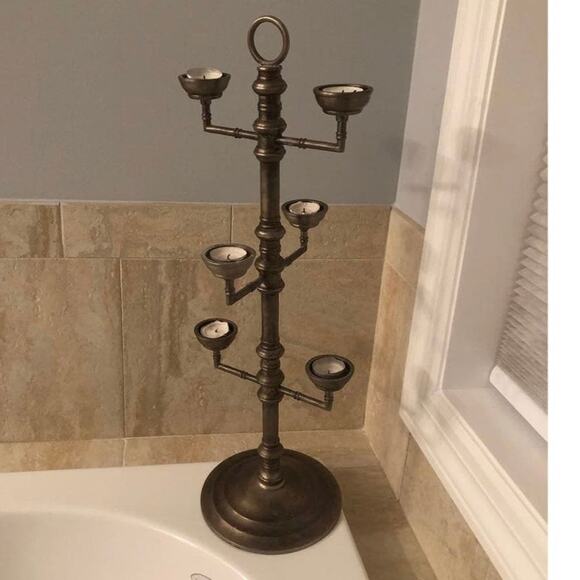 Vintage Style Pottery Barn Metal Candleholder Multi-Tier Candelabra Accent Decor - Picture 14 of 16